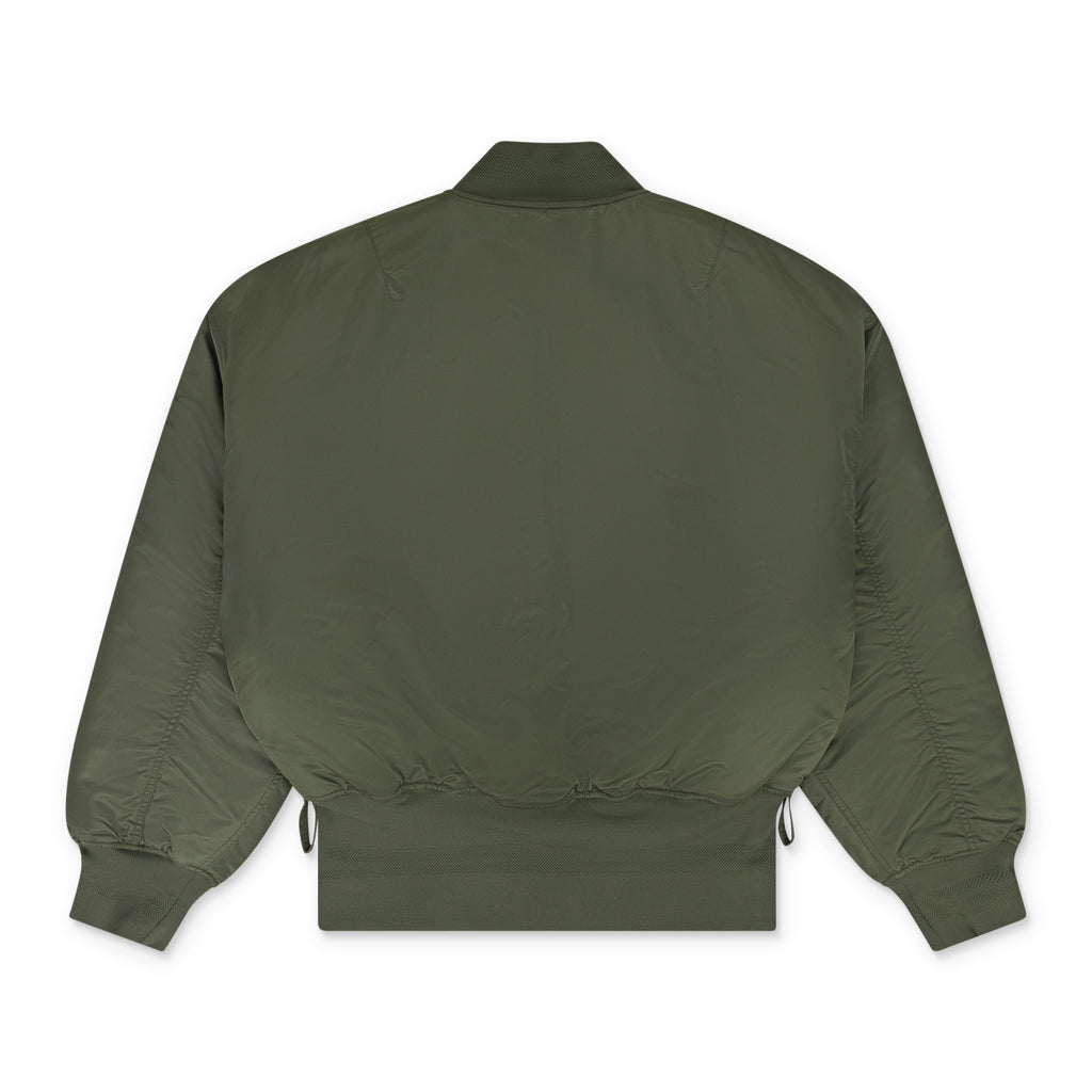 Green Wordmark Satin Front Zip Bomber