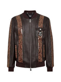 Billionaire bomber jacket with python panel