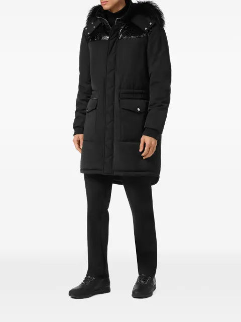 Billionaire python-trimmed fur-hooded parka