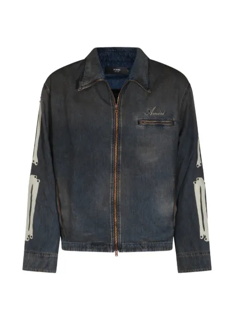 AMIRI Skels leather-patch denim jacket