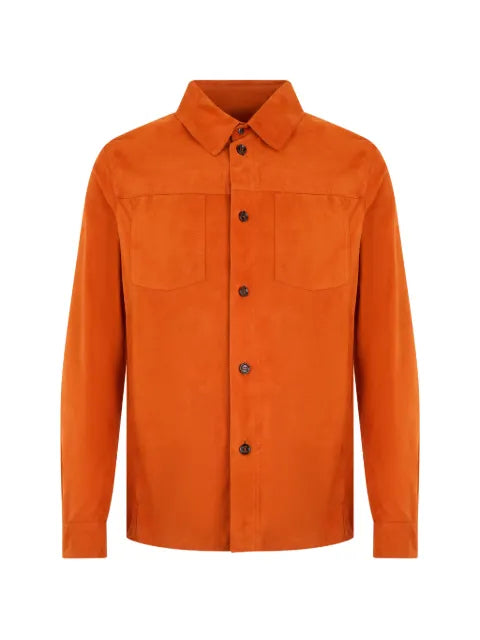 Moorer button-fastening leather shirt jacket