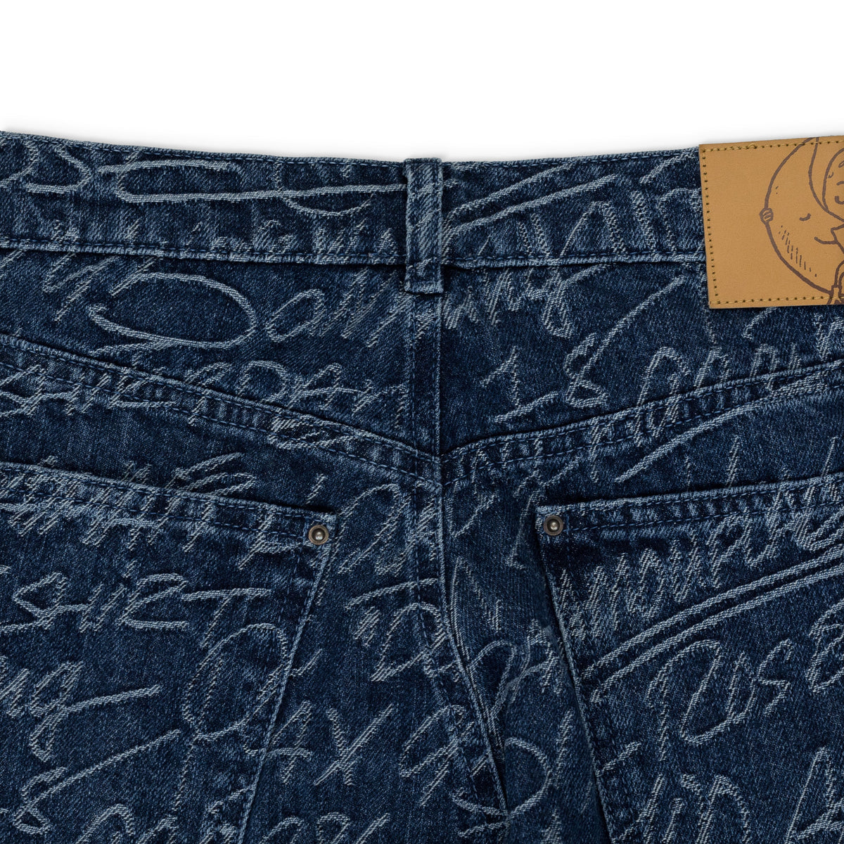 Blue Graffiti Straight Leg Jeans