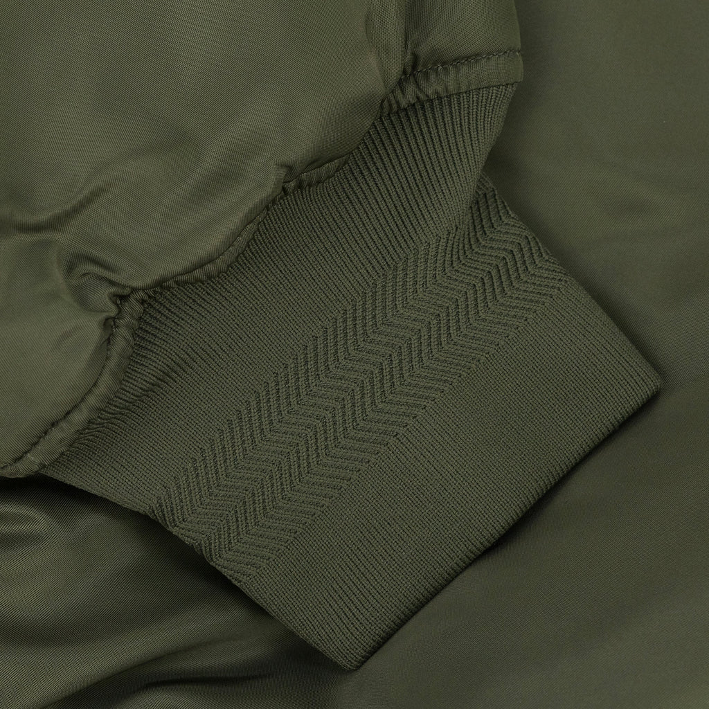 Green Wordmark Satin Front Zip Bomber