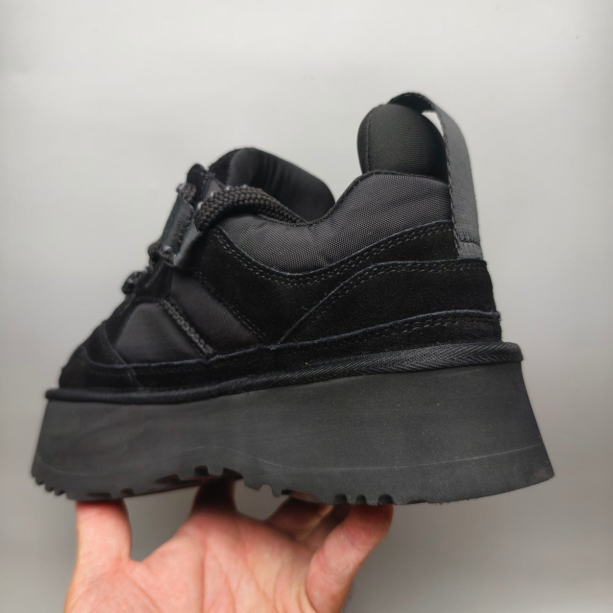 Black Chunky Sole Dad Sneakers — Lace-Up | New Arrival | In Stock