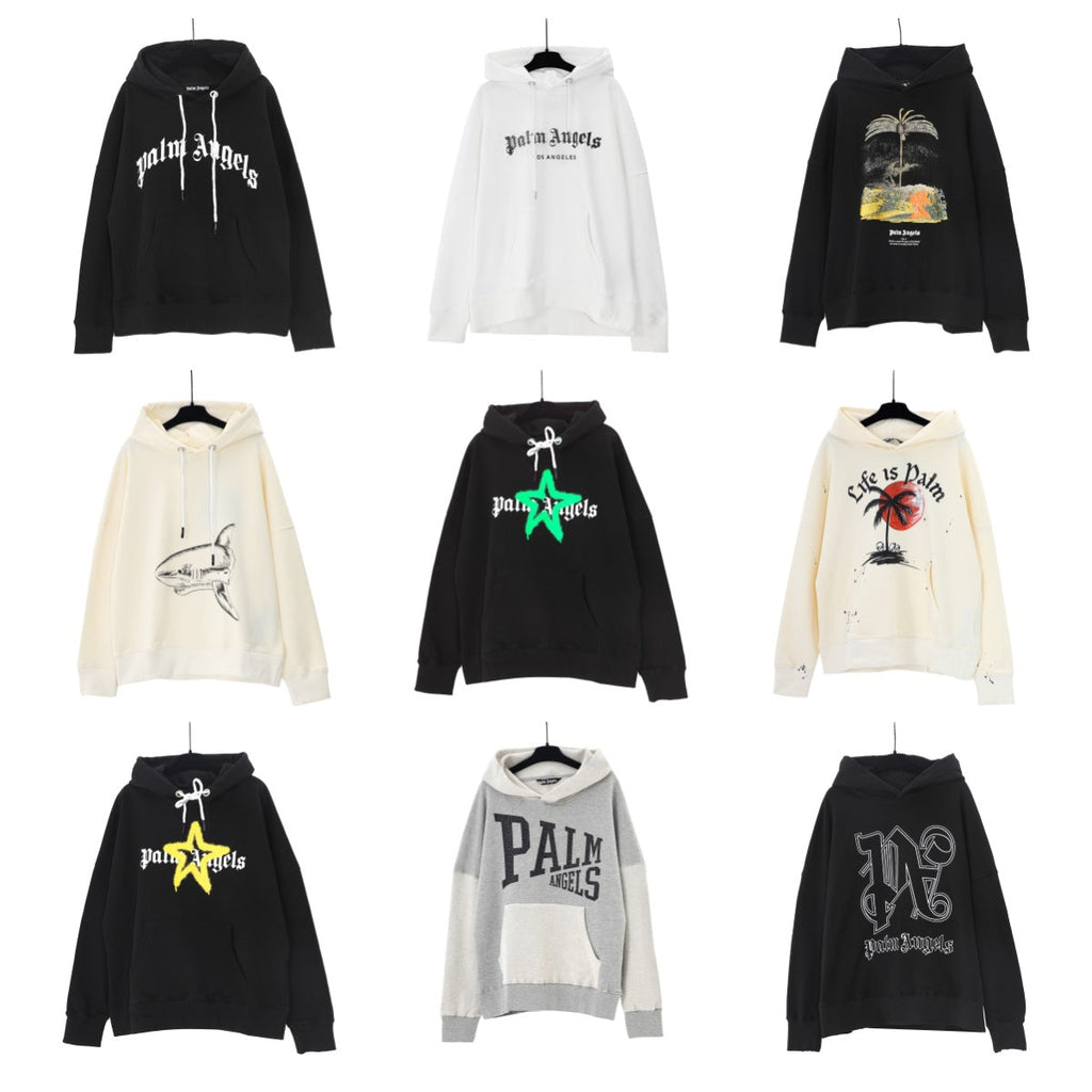 Palm Angels Logo Print Casual Unisex Pullover Hoodie