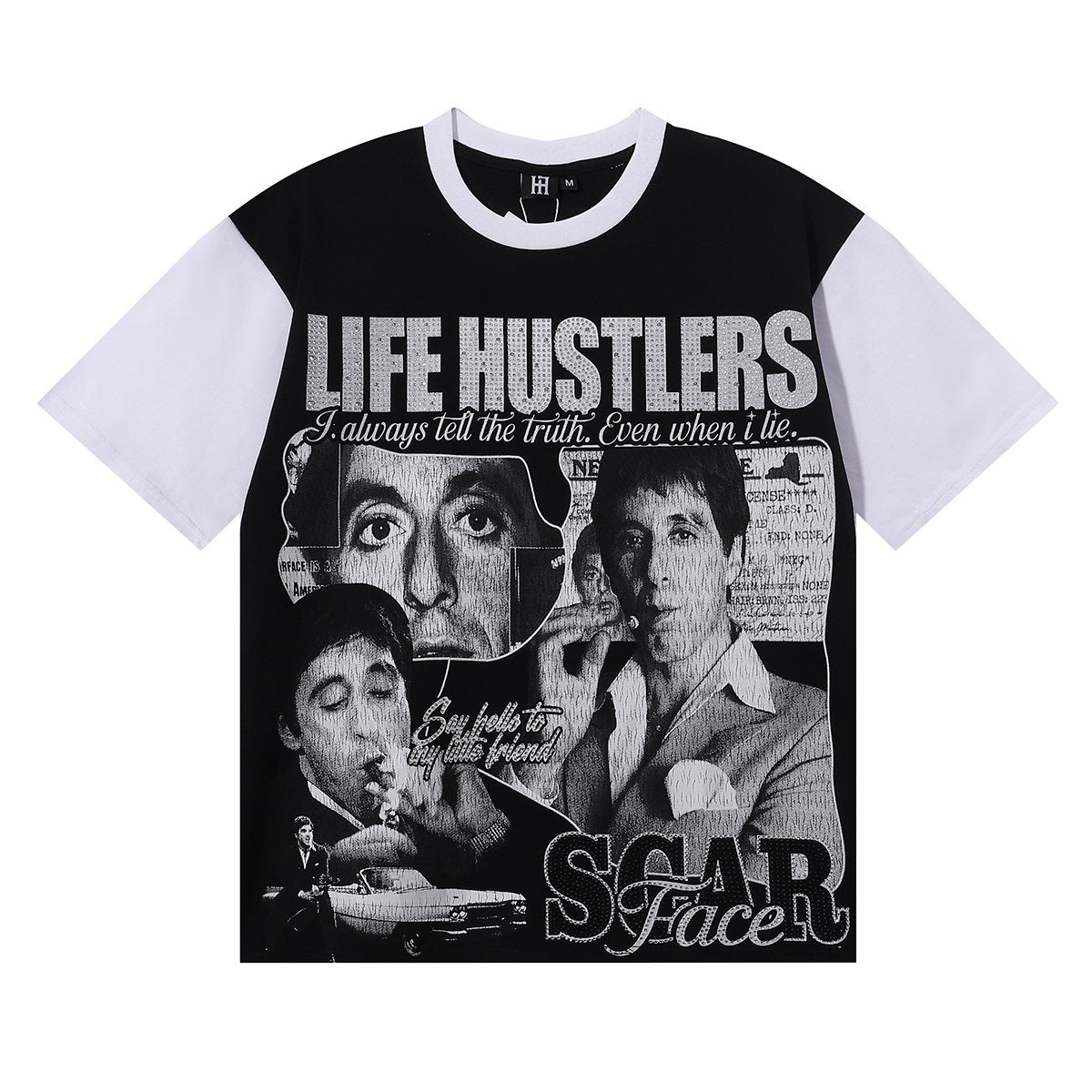Life Hustlere Scarface Portrait Graphic Color-Block T-Shirt