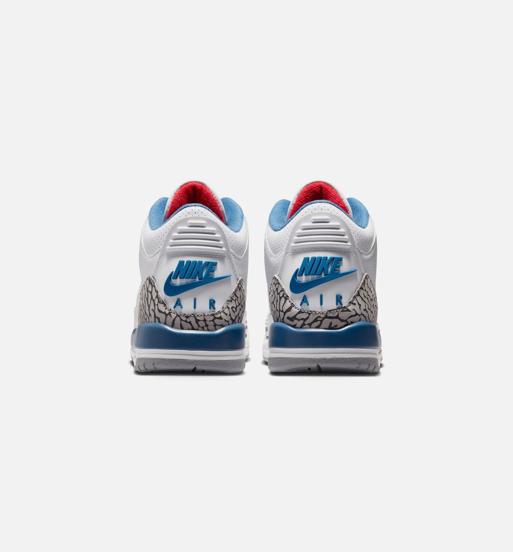 Air Jordan 3 Retro OG True Blue Grade School Sneakers - White / Fire Red / True Blue