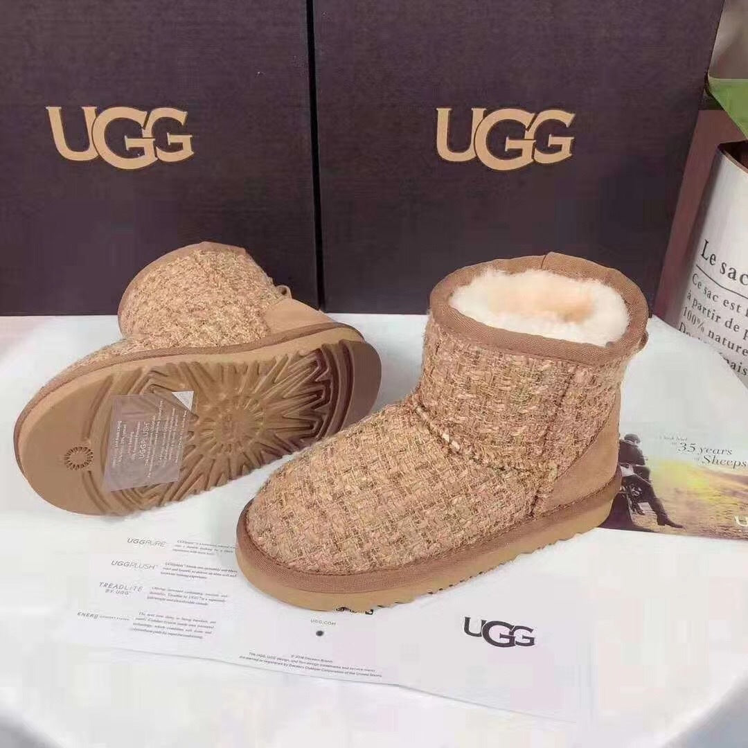 Kids Chanel-Style Snow Boots — Chic Chestnut | New Arrival | In Stock