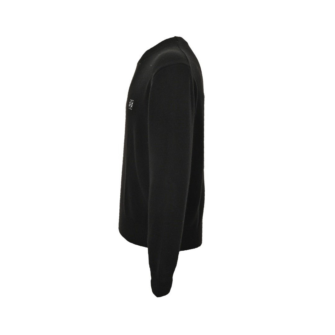 Loewe Anagram Logo Embroidered Wool Sweater In Black