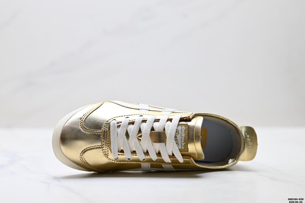 Onitsuka Tiger Retro Low Top Metallic Gold White Unisex Shoes Style 19