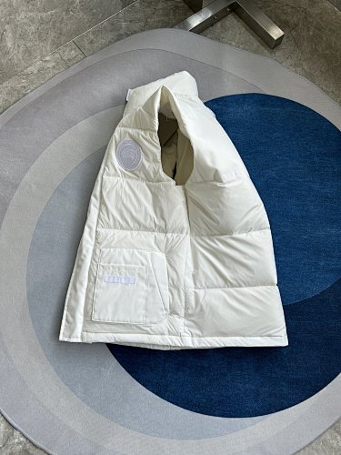 Canada Goose White Stand-Collar Puffer Vest with Patch Pockets
