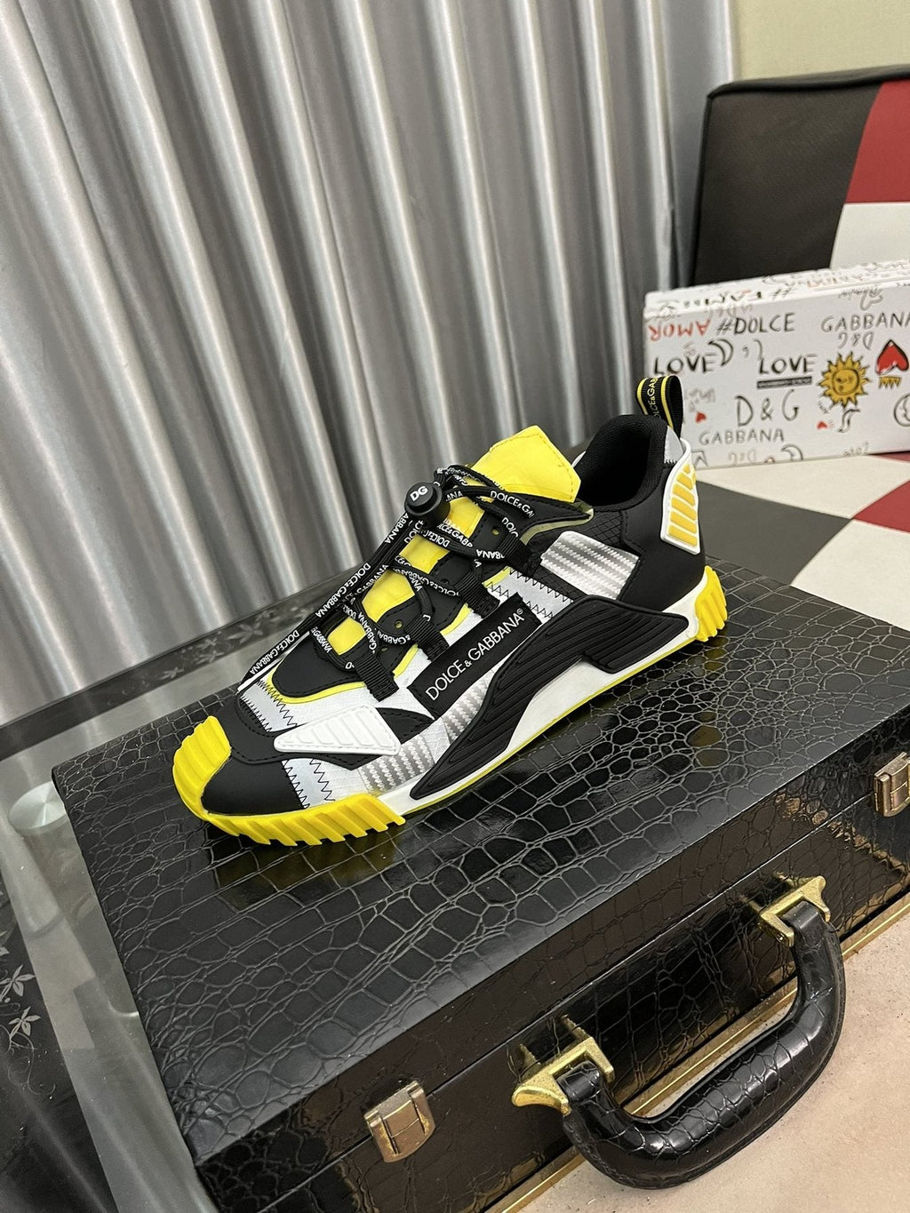 Dolce & Gabbana Black, White & Yellow Chunky Sneakers