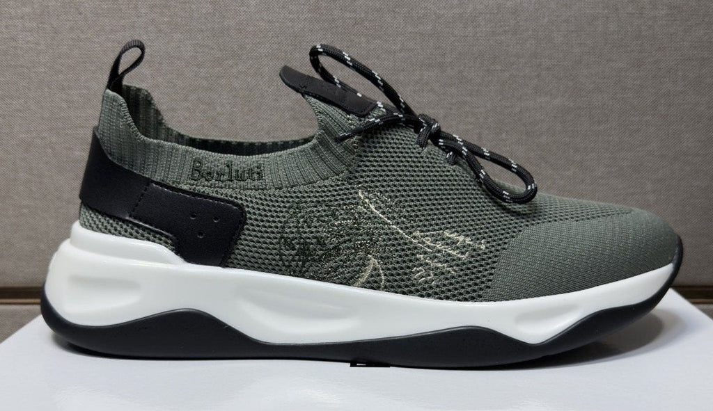 Berluti Olive Gray Lace-Up Sneakers