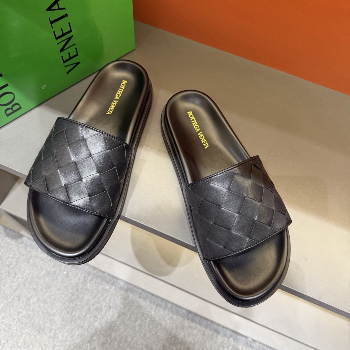 Bottega Veneta Men's Woven Strap Slide Sandals