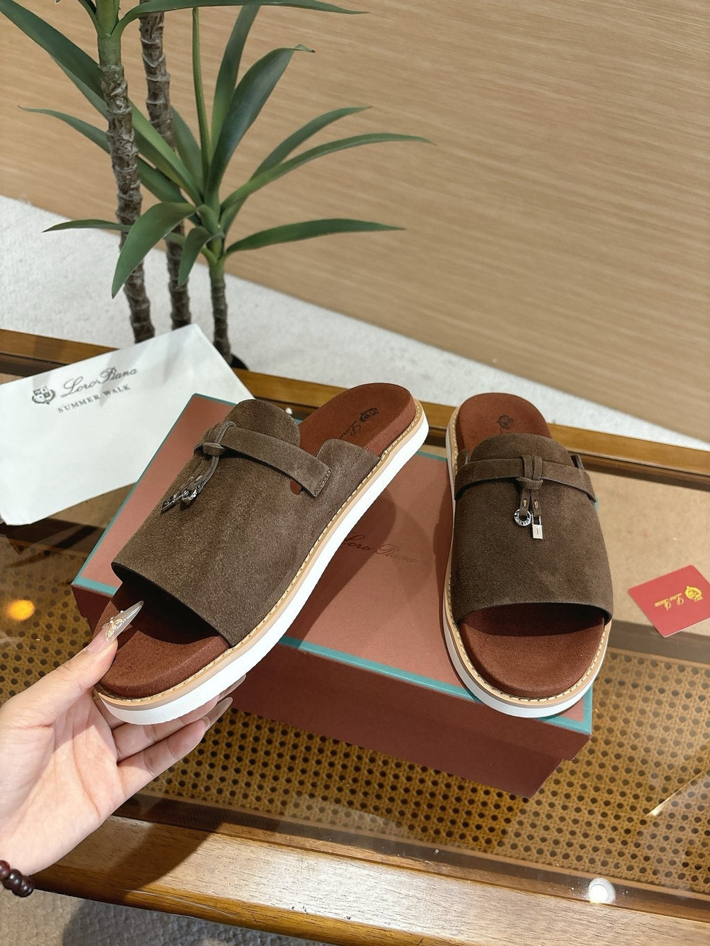 Loro Piana Men's Leather Slide Sandals - Rubber Outsole