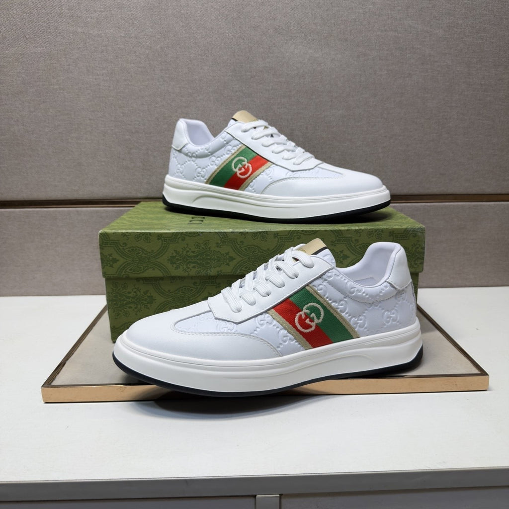 Gucci Men's Green-Red Stripe Low-Top Sneakers